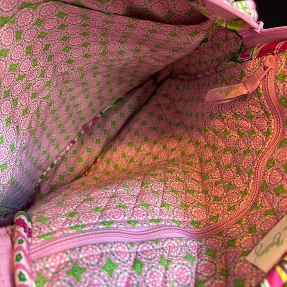 Vera Bradley Vibrant Pink & Green Patterned Tote Bag Excellent Condition - Picture 10 of 11